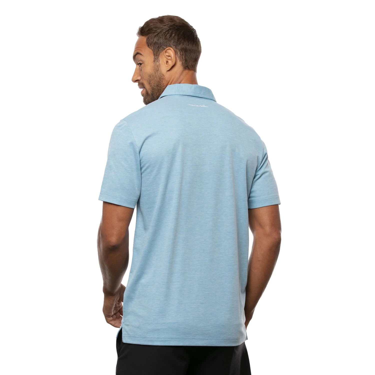 TravisMathew Cabana Heather Heritage Blue Mens Golf Polo 2 TravisMathew Cabana Heather Heritage Blue Mens Golf Polo - Image 2