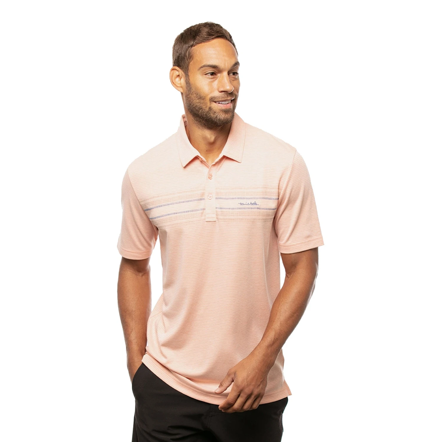 TravisMathew Adult Swimming Heather Autumn Sunset Mens Golf Polo 1 TravisMathew Adult Swimming Heather Autumn Sunset Mens Golf Polo