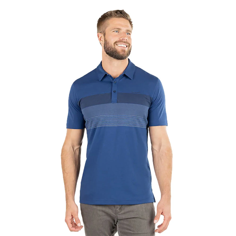 TravisMathew Late Checkout Estate Blue Mens Golf Polo 1 TravisMathew Late Checkout Estate Blue Mens Golf Polo